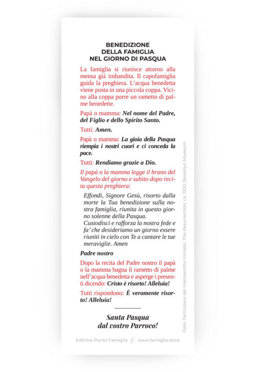 Pacchetto segnalibri "Santa Pasqua" con la preghiera di benedizione della famiglia - immagine 3