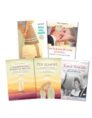 Pacchetto che contiene: “Amore, sesso, verginità” + “Camminiamo verso le nozze” + “Per sempre” + “Costruire la casa sulla roccia” + “Con la grazia di Cristo prometto…” + in regalo “Il Giubileo dell’amore”